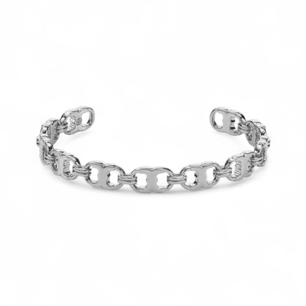 Tory Burch Silver Gemini Link Cuff Bracelet.